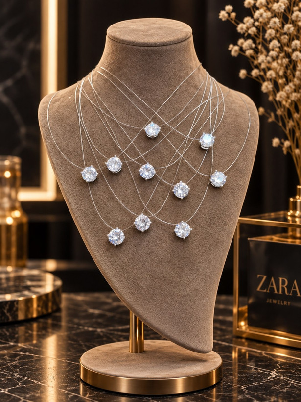 گردنبند سوارسکی بندنامرئی زنانه