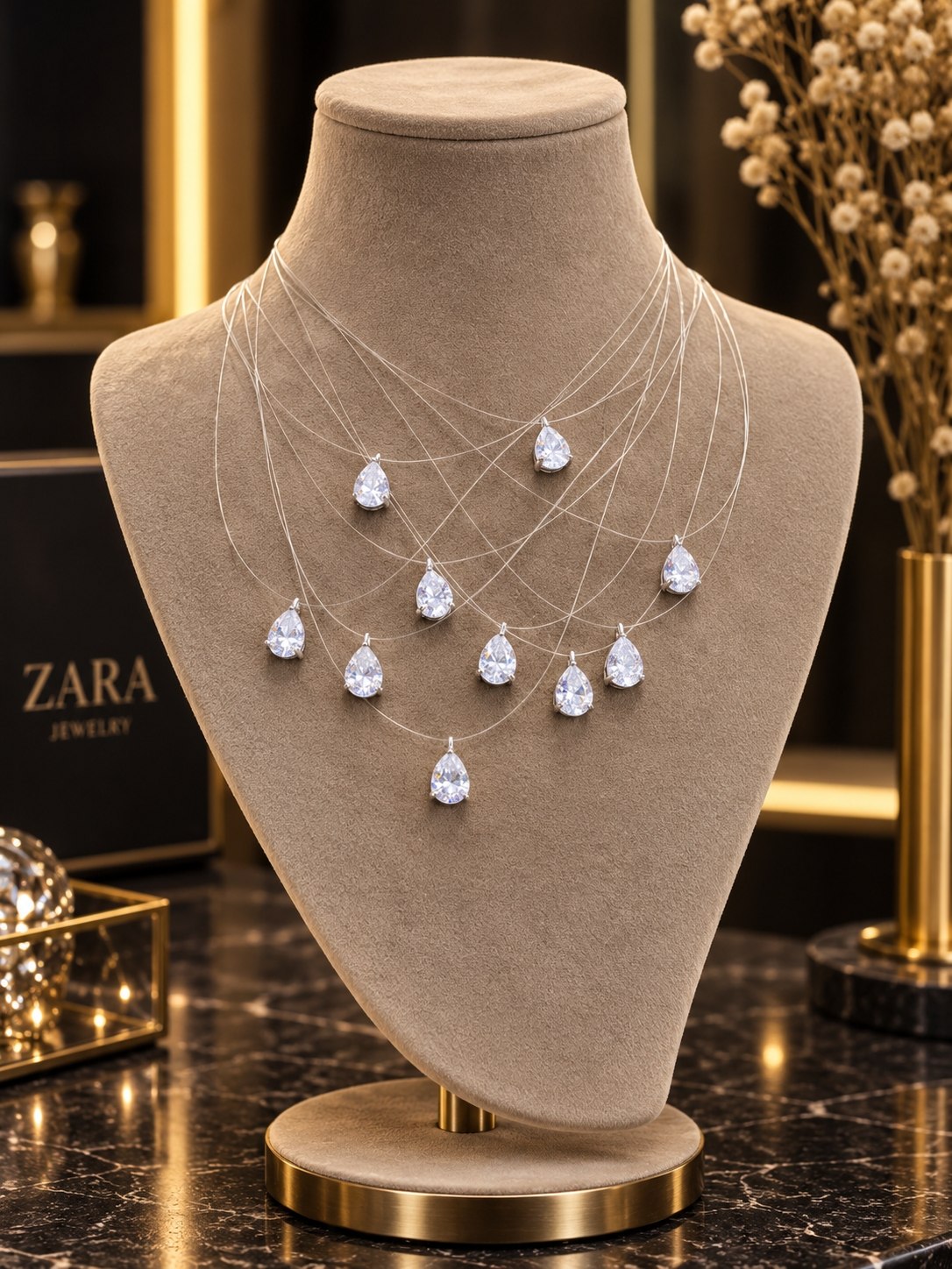 گردنبند  سوارسکی  بندنامرئی  زنانه
